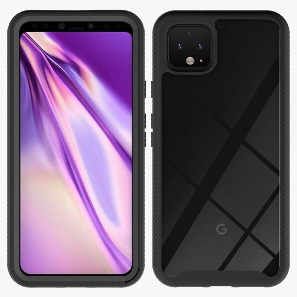 Wholesale Google Pixel 4 Clear Dual Defense Hybrid Case (Black)